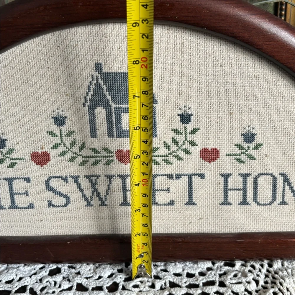 Vintage Cross-Stitch “Home Sweet Home” Arched Wooden Framed Kitchen/Entry Piece - Picture 13 of 14